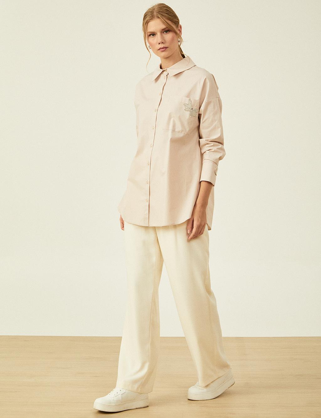 Butterfly Figured Poplin Tunic Cream