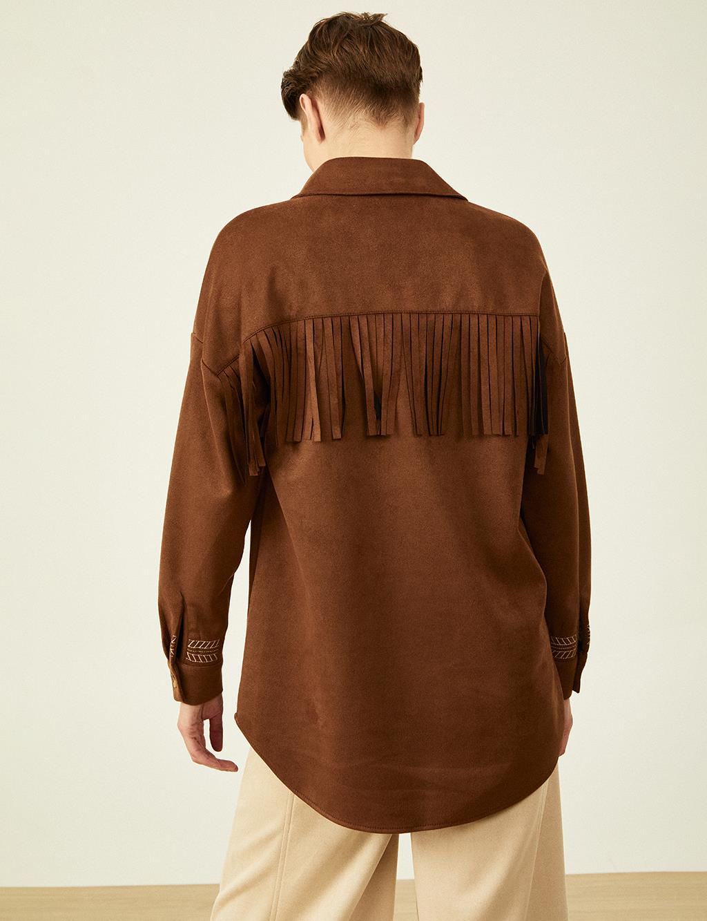 Flap Pocket Suede Tunic Coffee