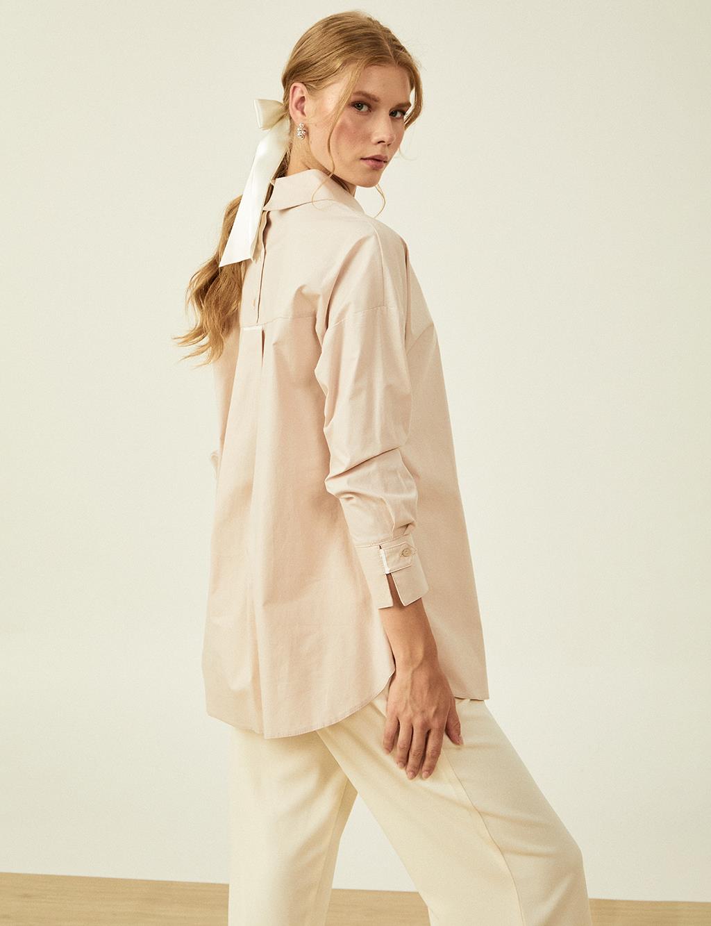 Butterfly Figured Poplin Tunic Cream