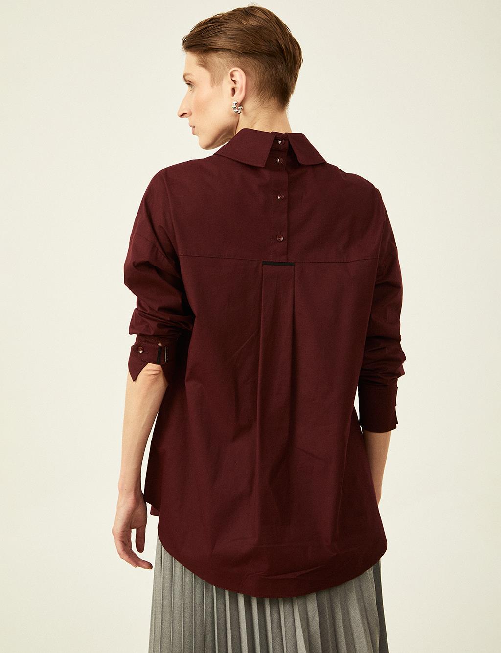 Butterfly Figured Poplin Tunic Claret Red