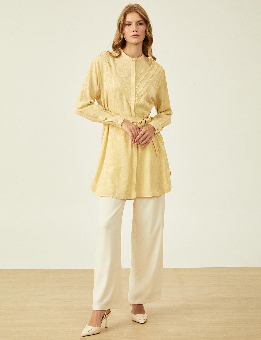 Pintuck Stitched Tunic Light Yellow 