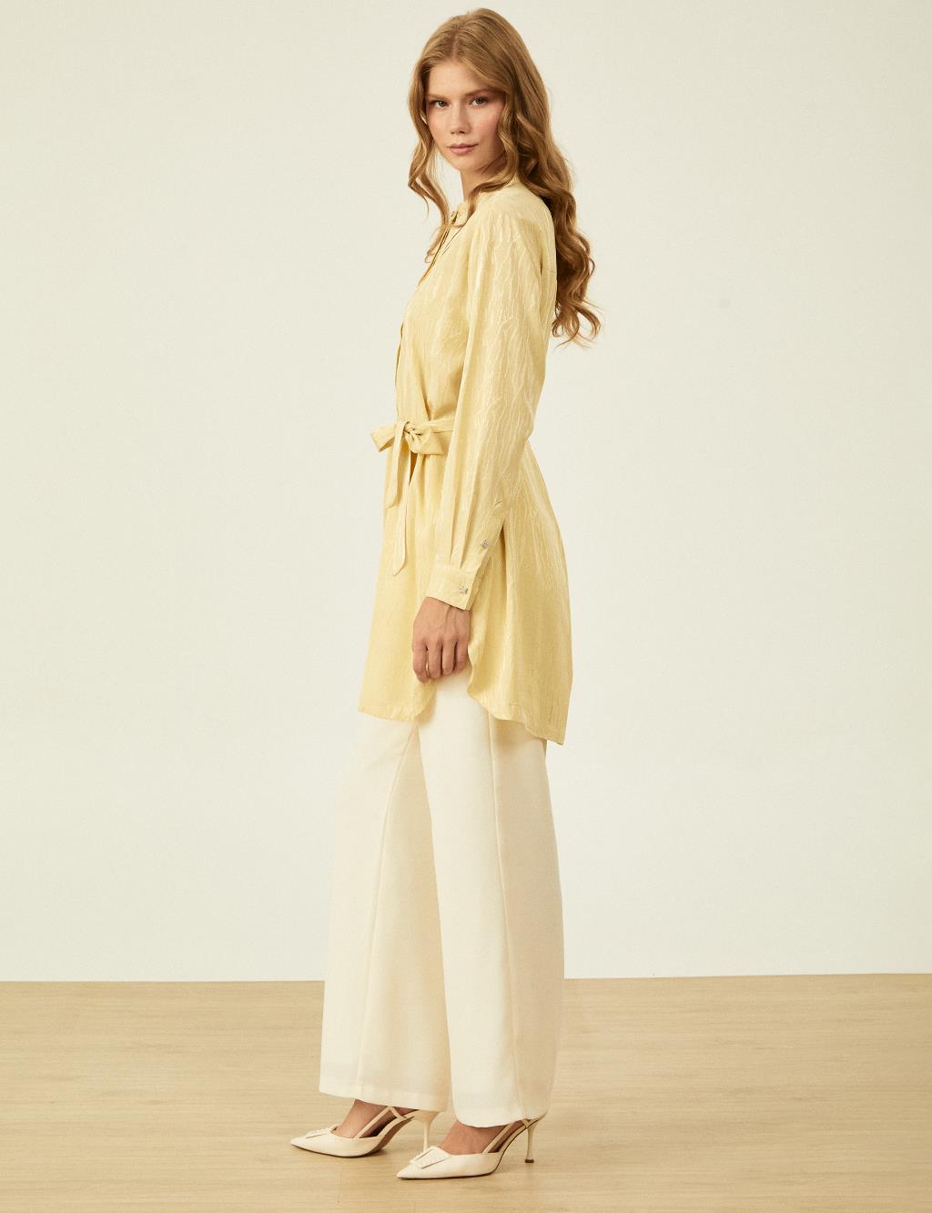 Pintuck Stitched Tunic Light Yellow 