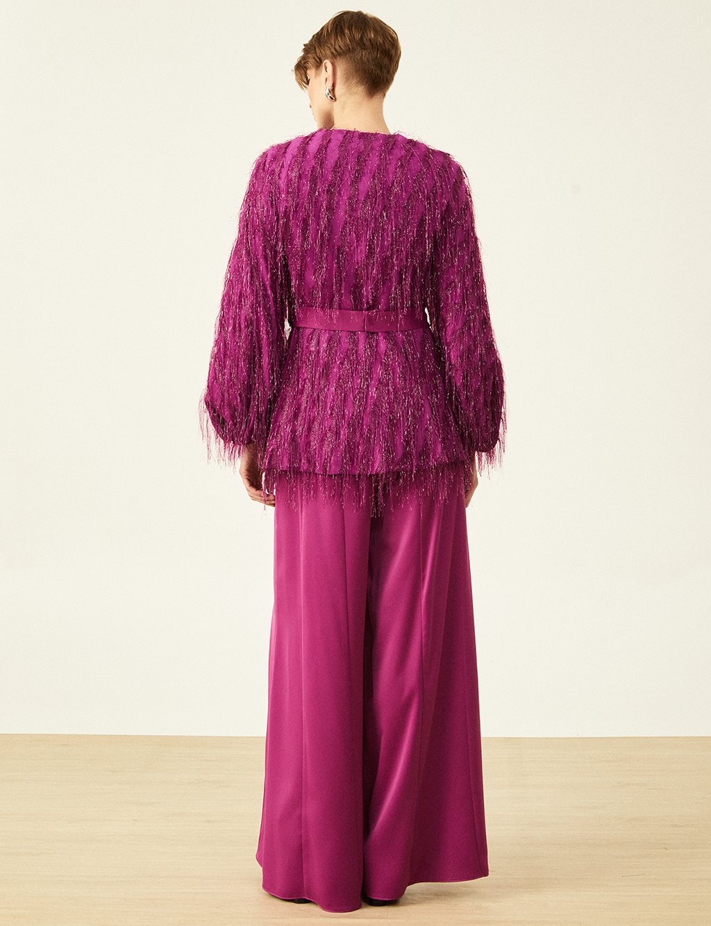 Two Piece Tassel Suit Purple