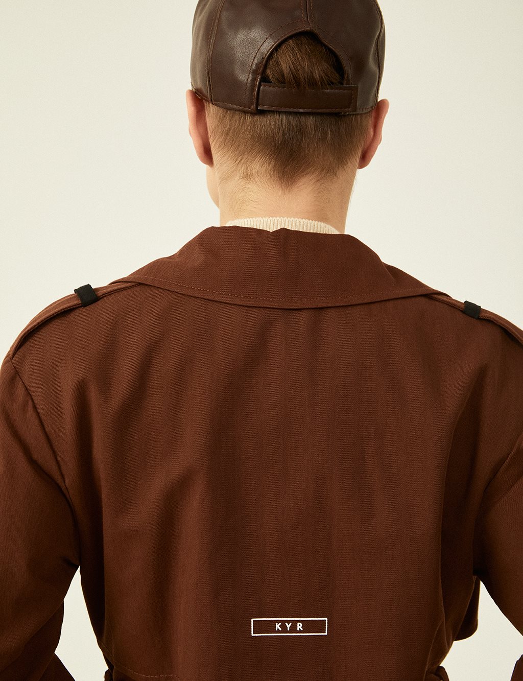 Collar Detailed Belted Cape Coffee