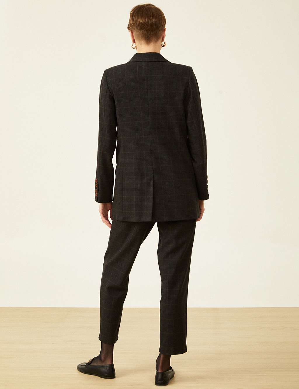 Plaid Two Piece Suit Black-Smoke