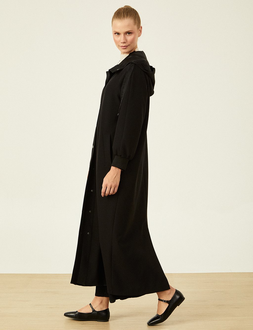 Organza Mixed Overcoat Black