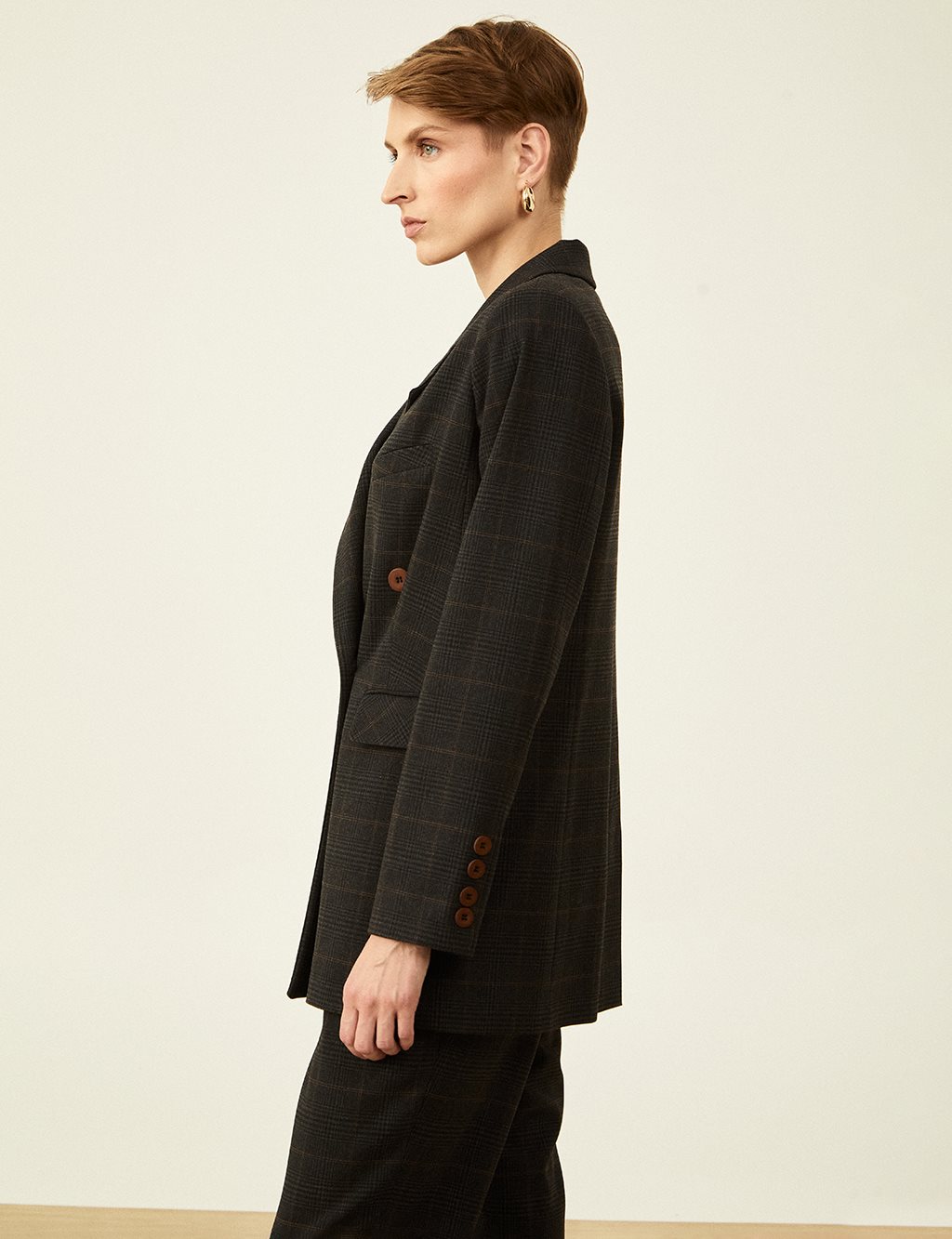 Plaid Two Piece Suit Black-Smoke