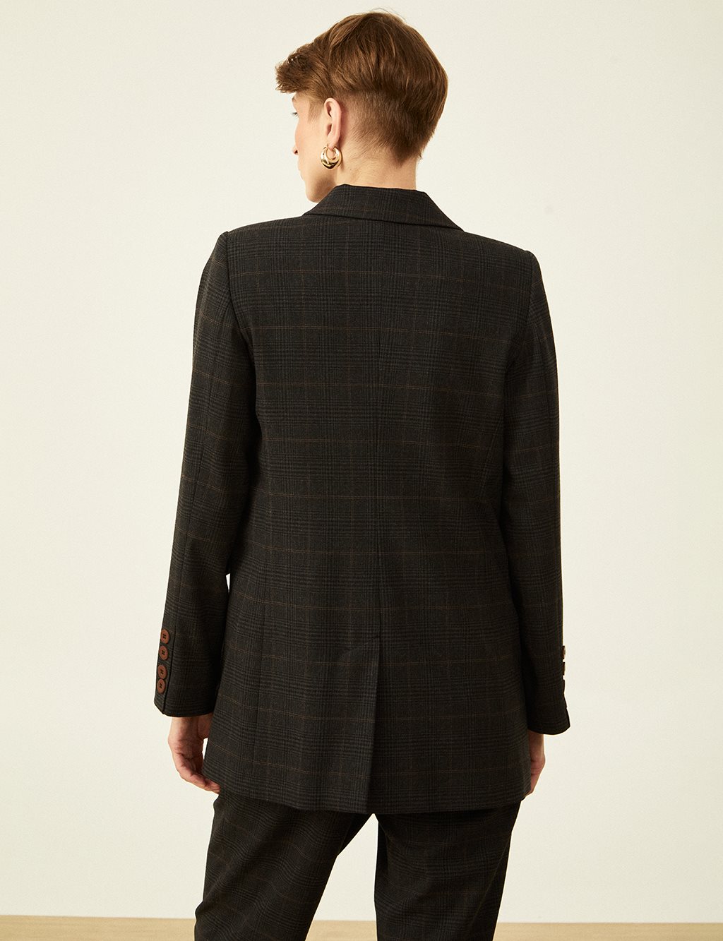 Plaid Two Piece Suit Black-Smoke