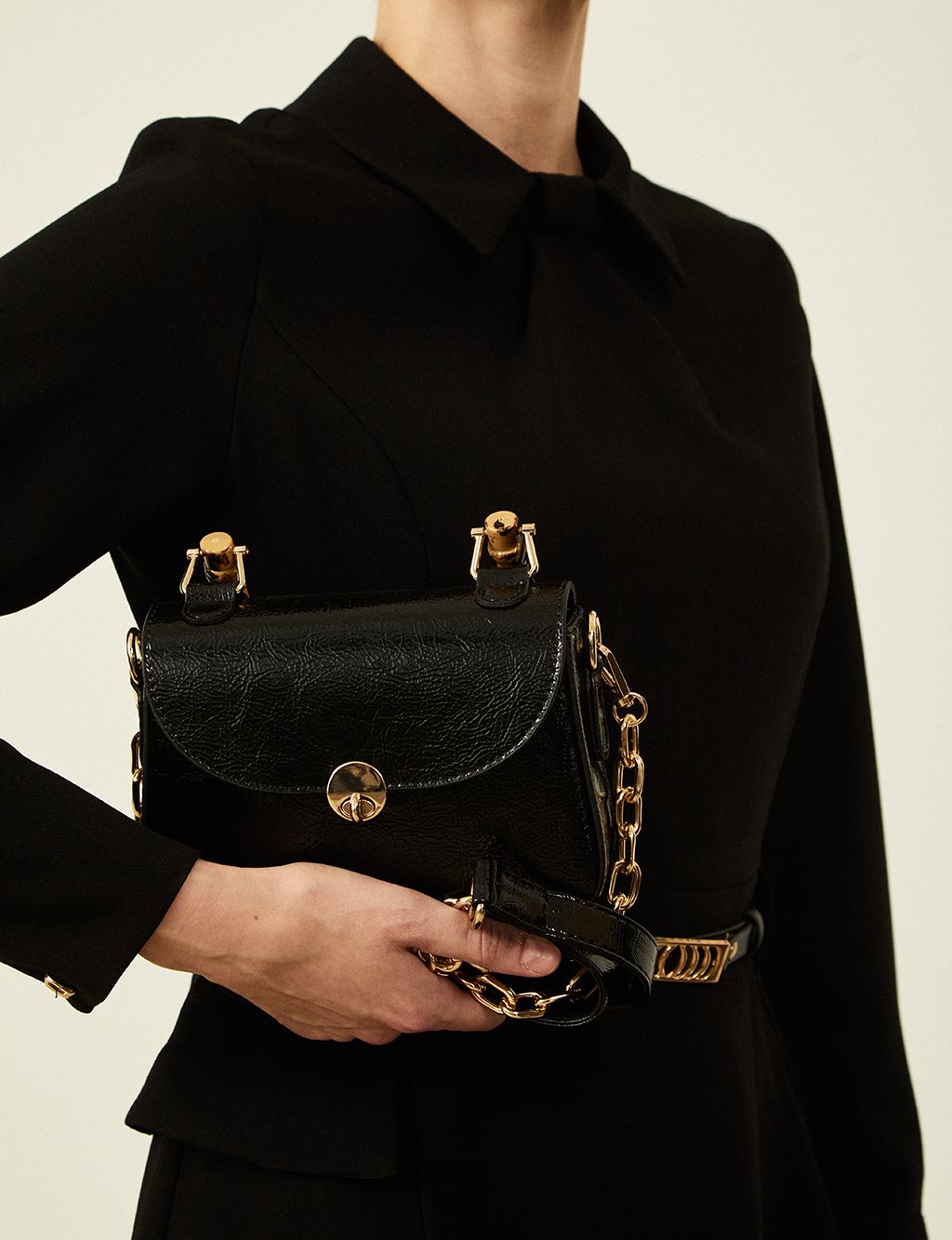 Metal Buckle Detailed Mini Bag Black