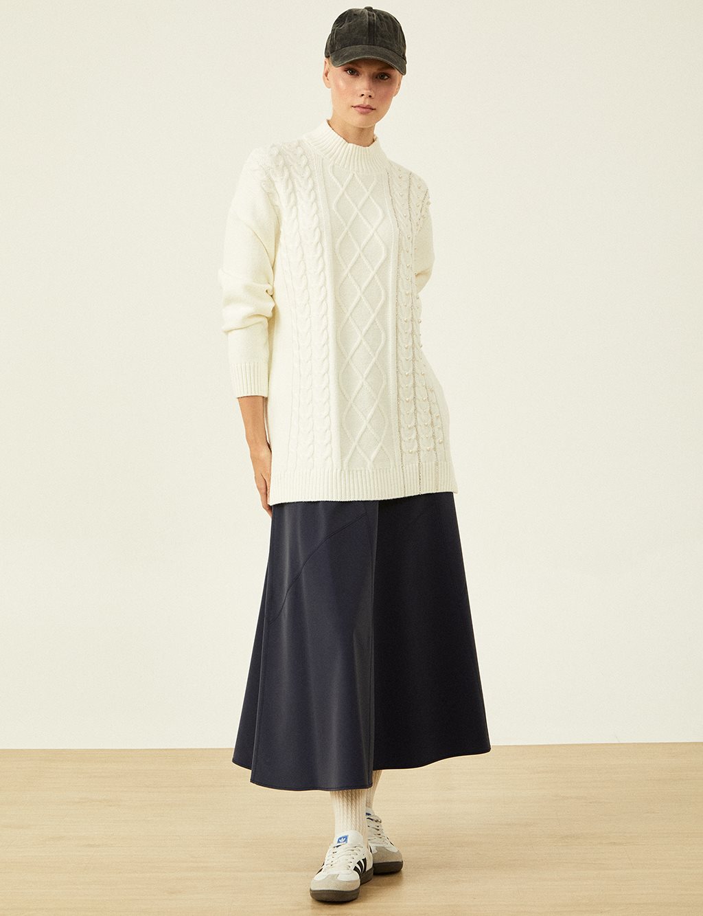 Knitted Pattern Knit Tunic Ecru