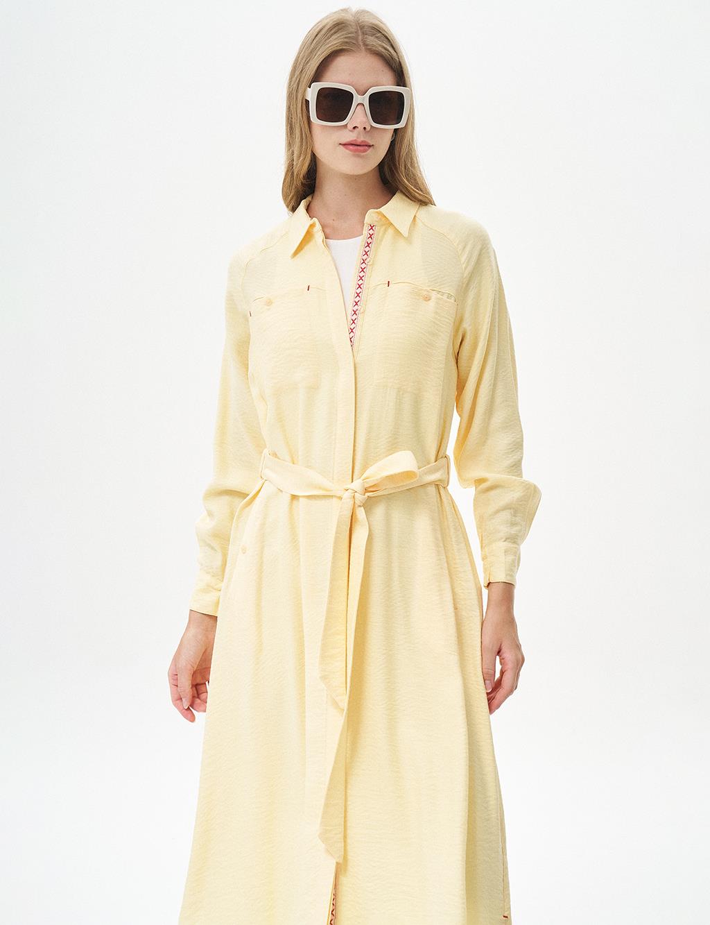 Double Pocket Full Length Tunic Yellow