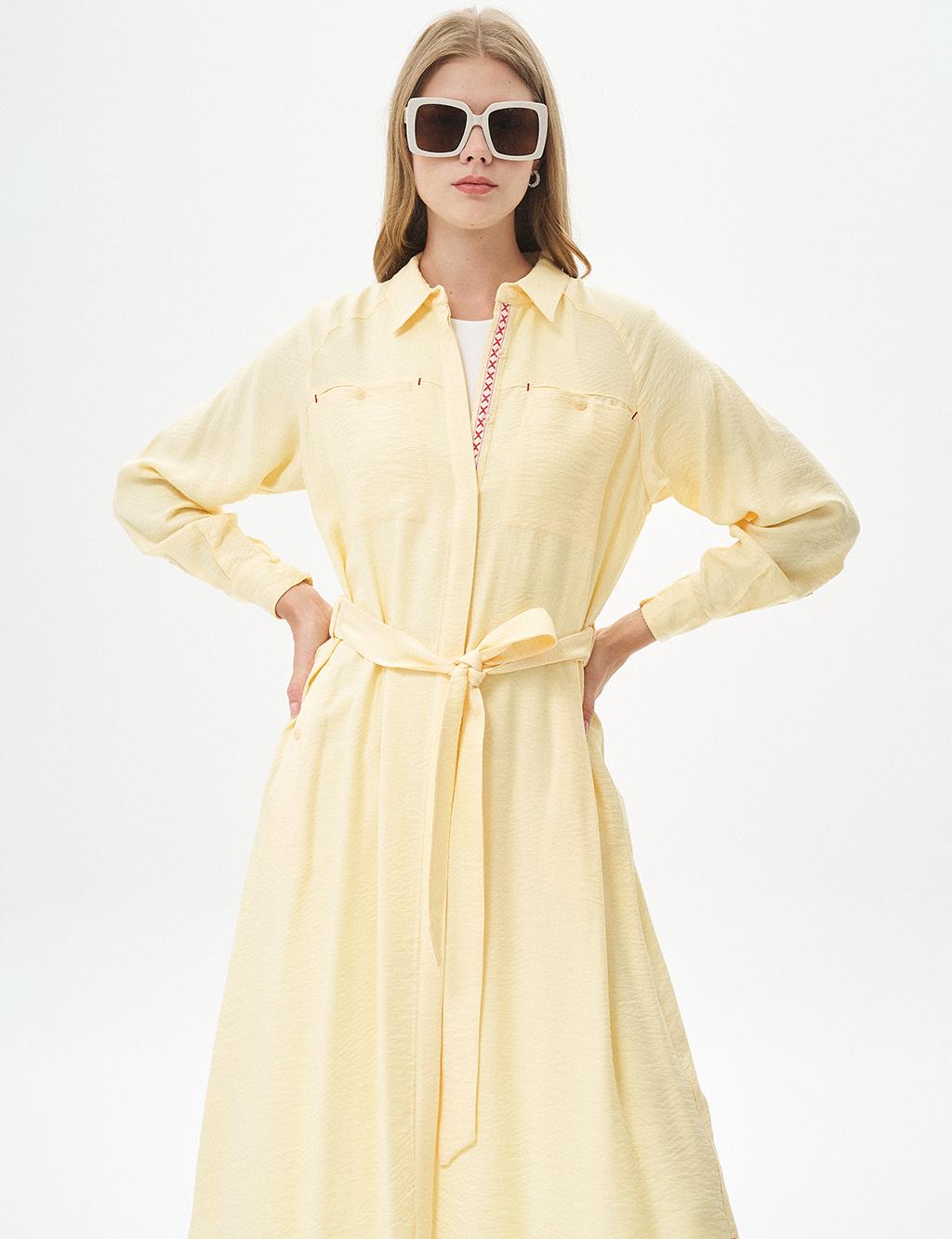 Double Pocket Full Length Tunic Yellow