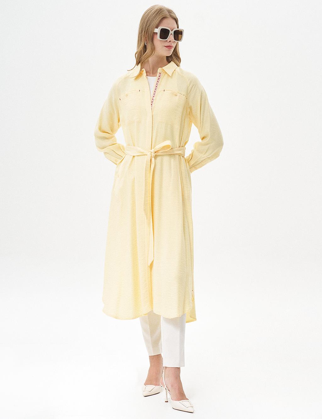 Double Pocket Full Length Tunic Yellow