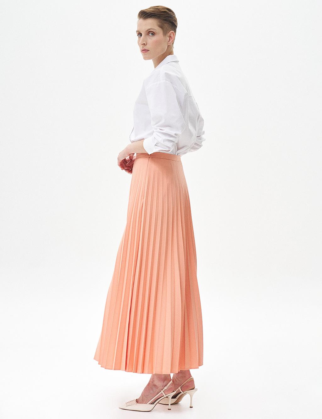 Basic Pleated Skirt Peach