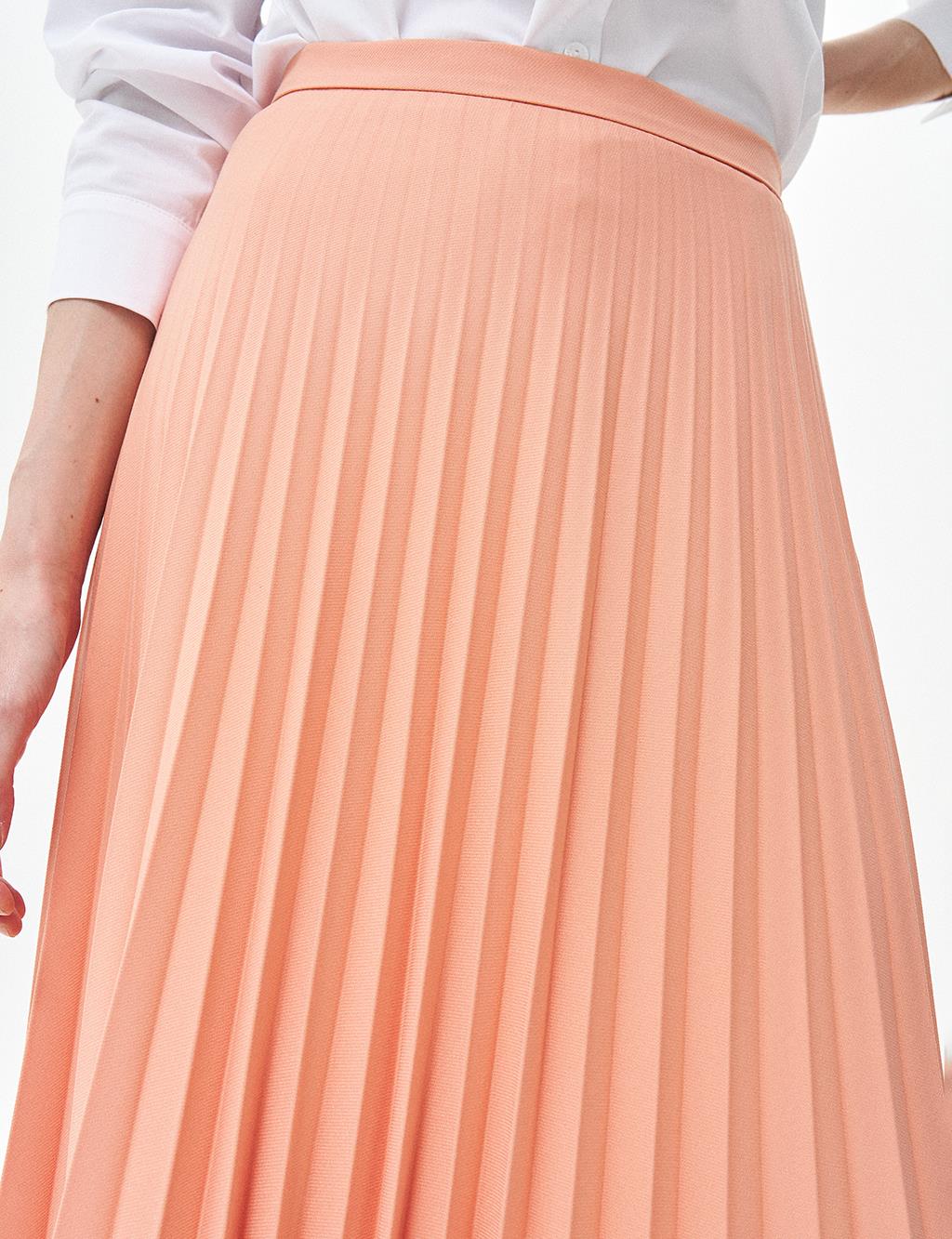 Basic Pleated Skirt Peach