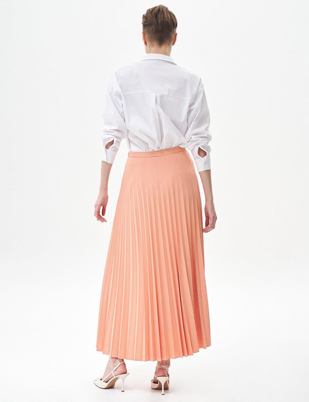 Basic Pleated Skirt Peach