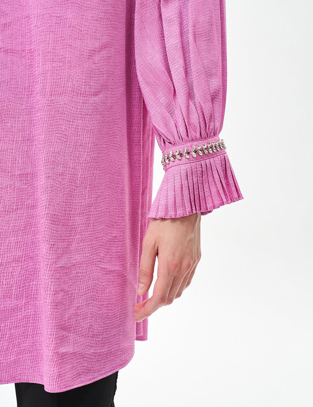 Satin Tunic with Pleated Ankles Candy Pink