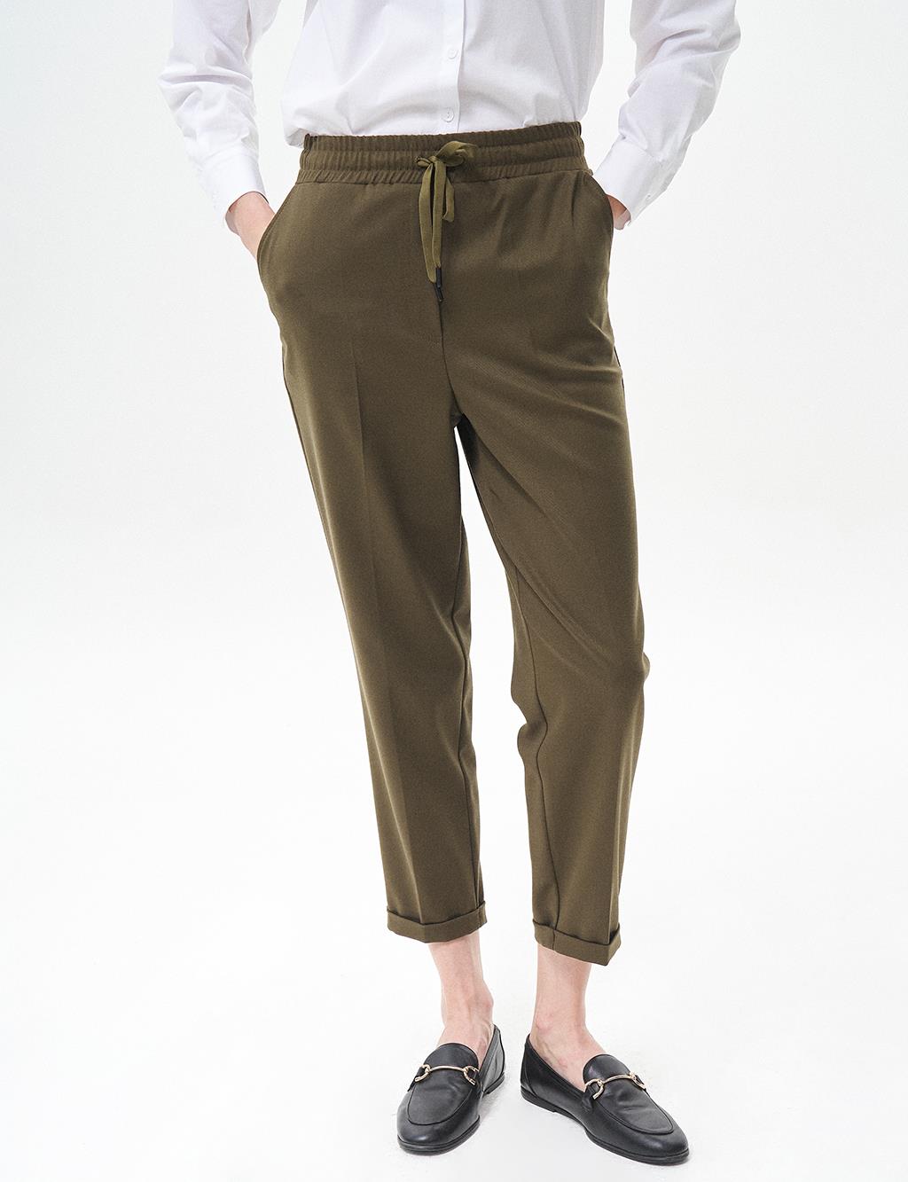 Double Leg Carrot Pants Khaki