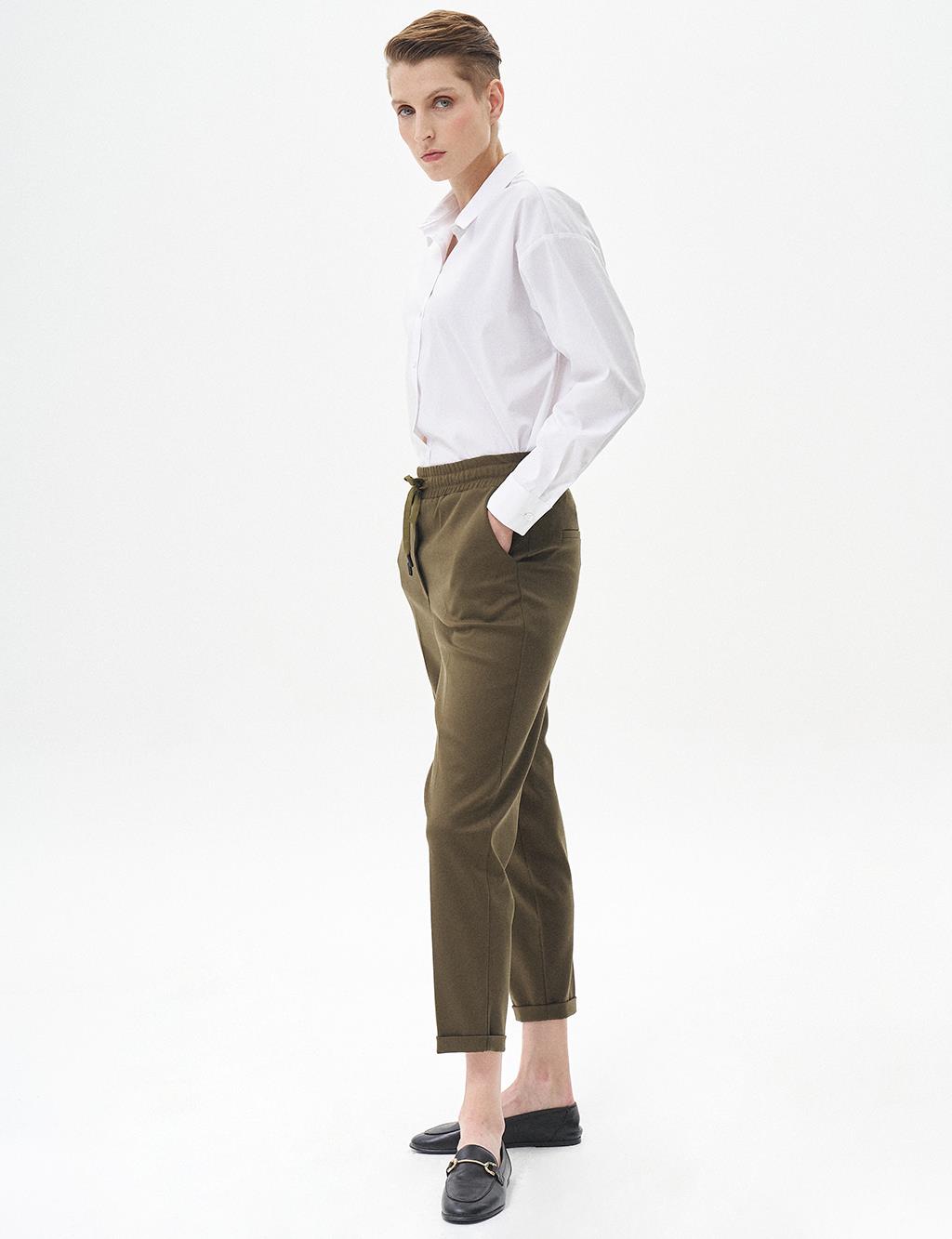 Double Leg Carrot Pants Khaki