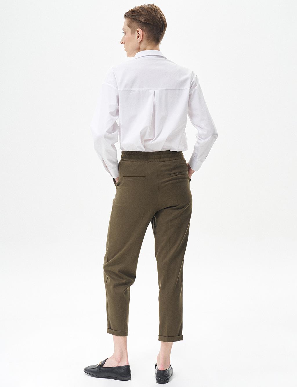 Double Leg Carrot Pants Khaki