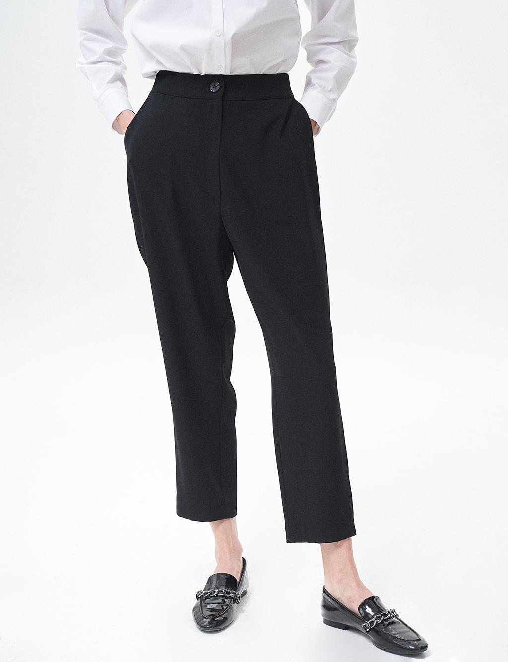 Basic Zipper Detailed Pants Black