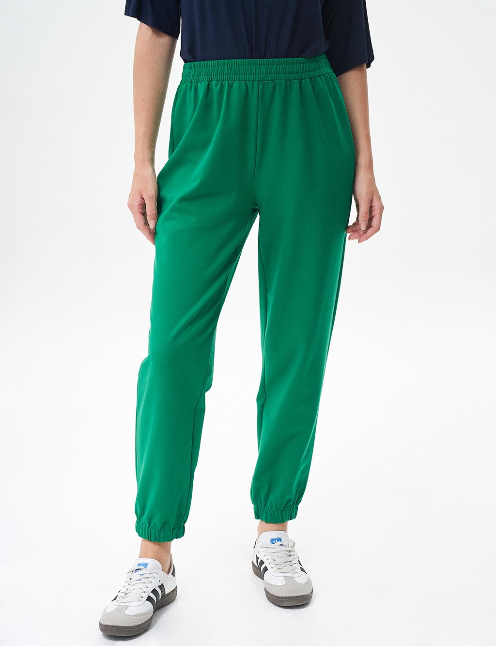 Jogger Pants with Elastic Waist Green