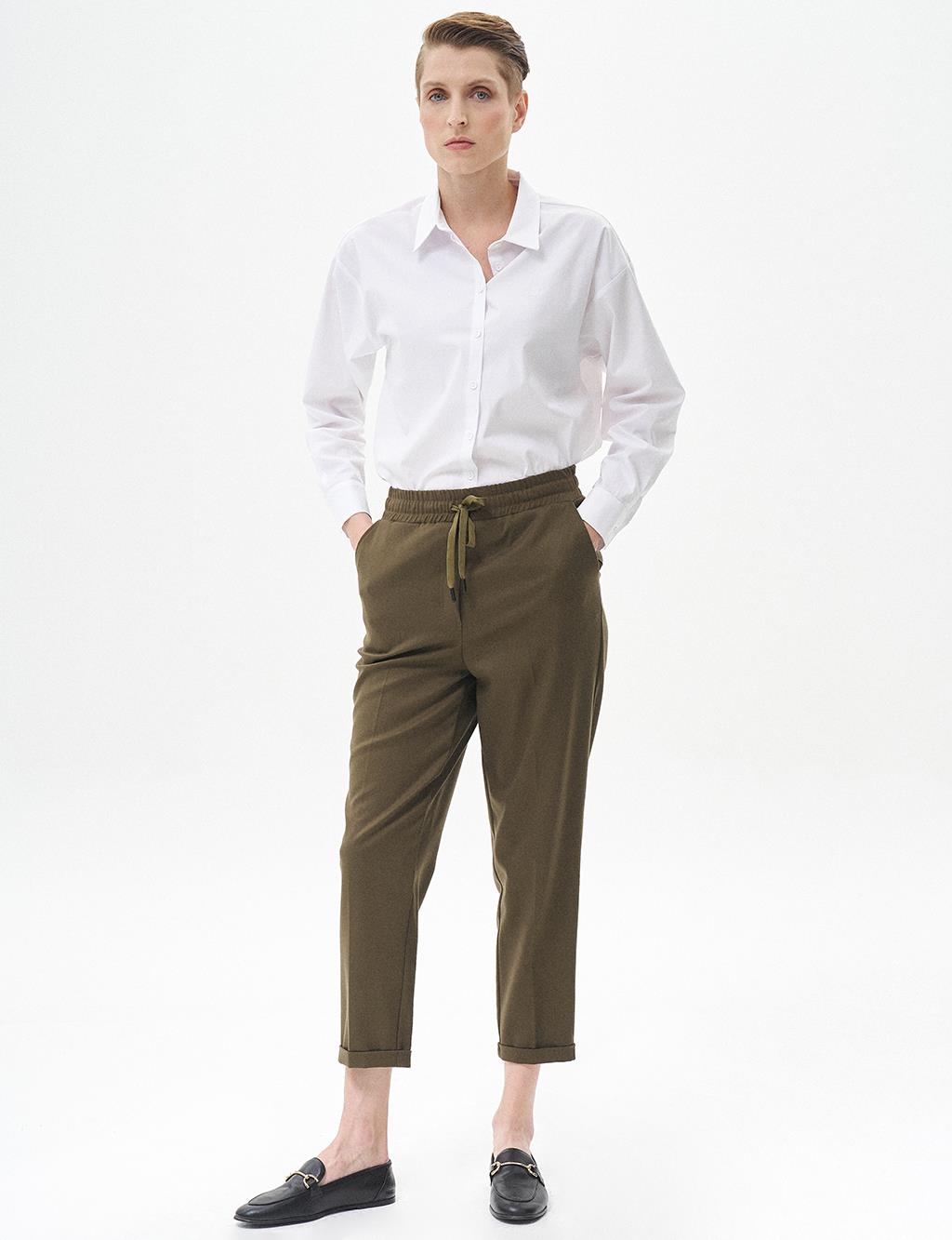 Double Leg Carrot Pants Khaki