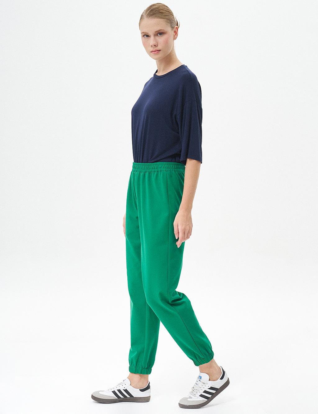 Jogger Pants with Elastic Waist Green