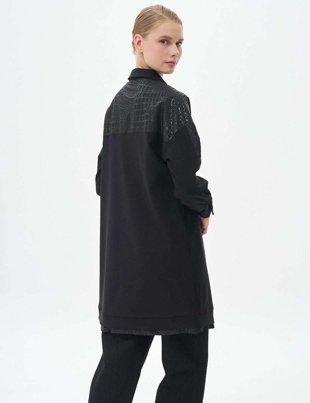 Jacquard Mixed Tunic Black