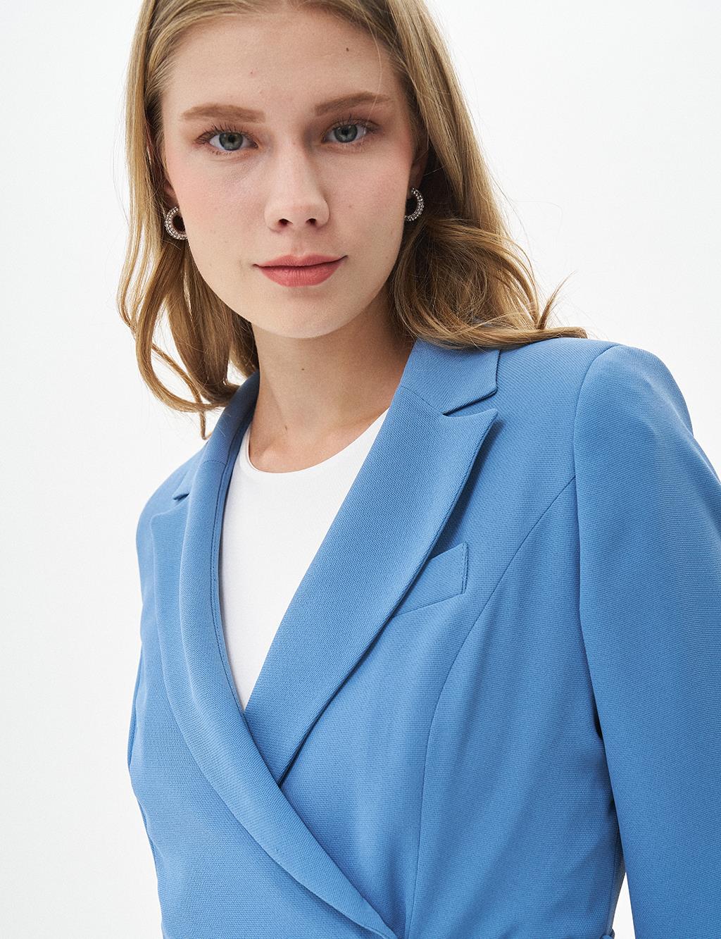 Waist Detailed Two Piece Suit Crown Blue