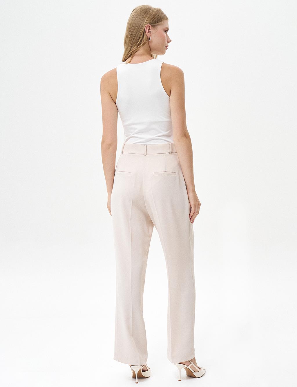 Waist Detailed Two Piece Suit Cream