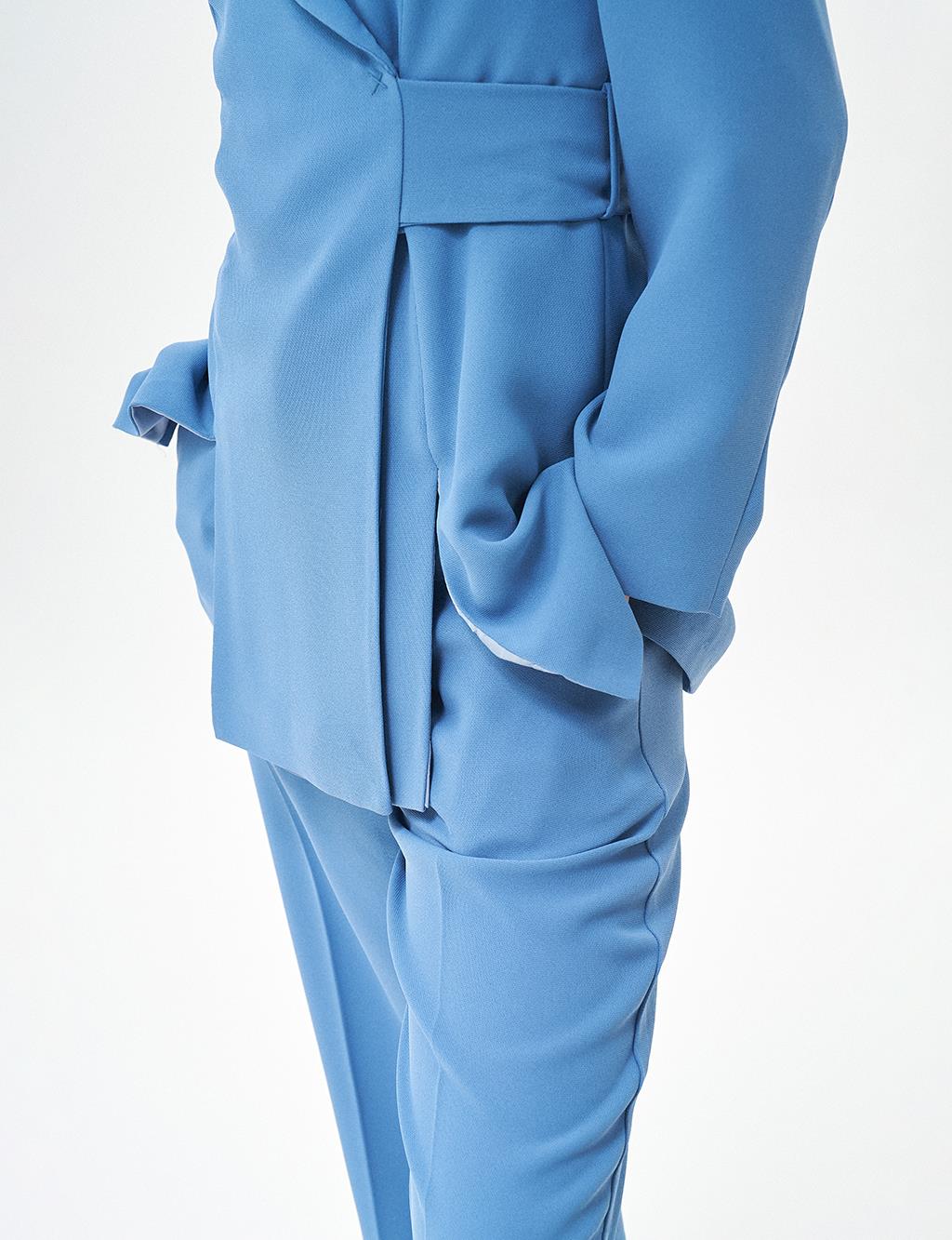 Waist Detailed Two Piece Suit Crown Blue
