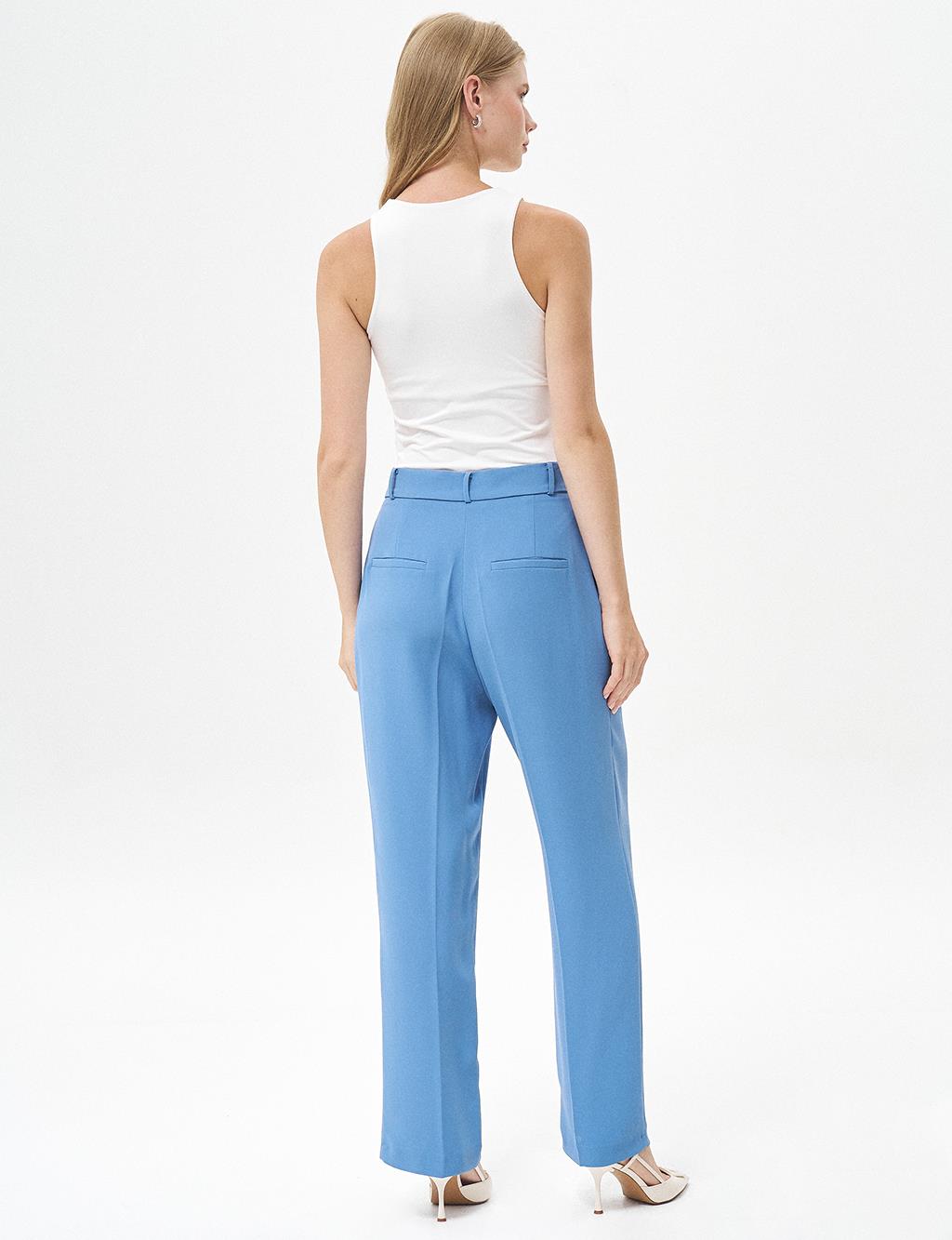 Waist Detailed Two Piece Suit Crown Blue