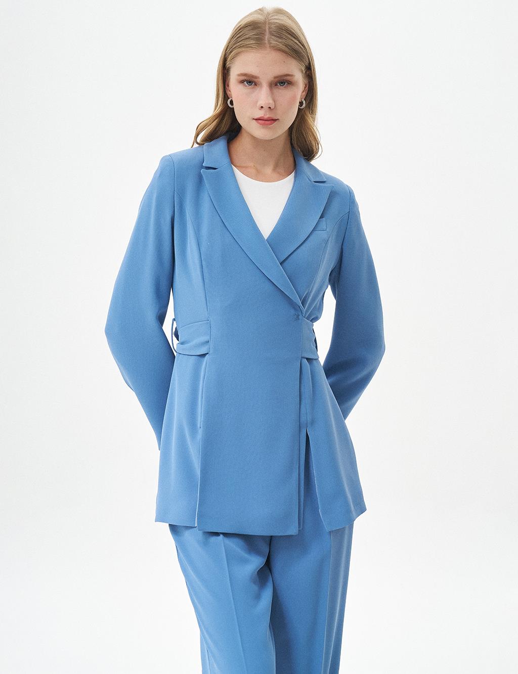 Waist Detailed Two Piece Suit Crown Blue