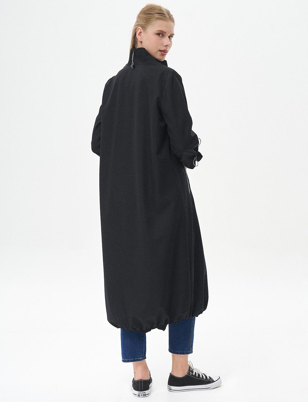 Double Look Zippered Wear Off Dark Black