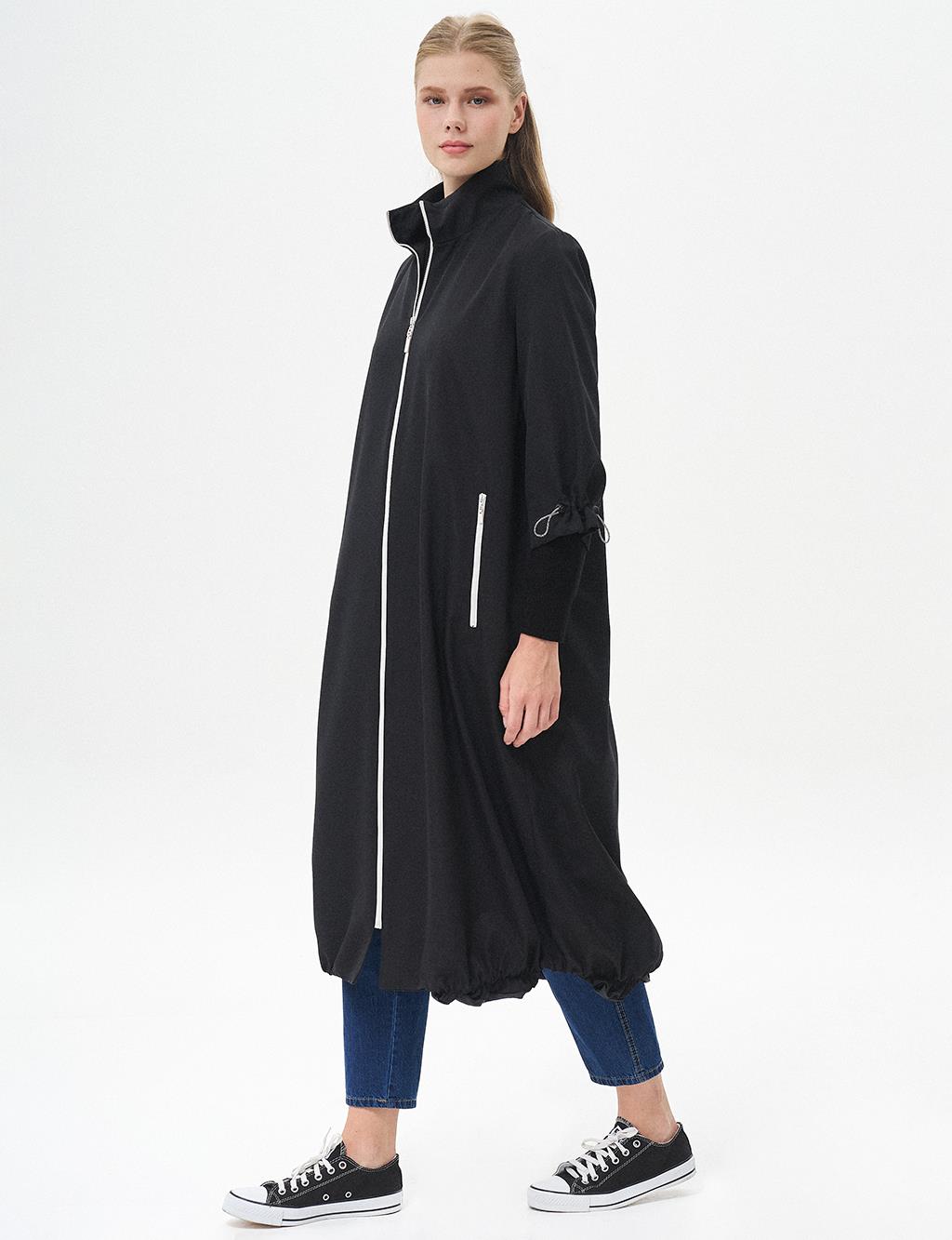 Double Look Zippered Wear Off Dark Black