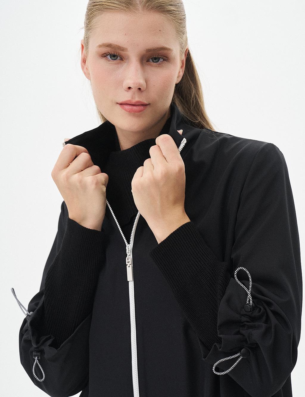 Double Look Zippered Wear Off Dark Black