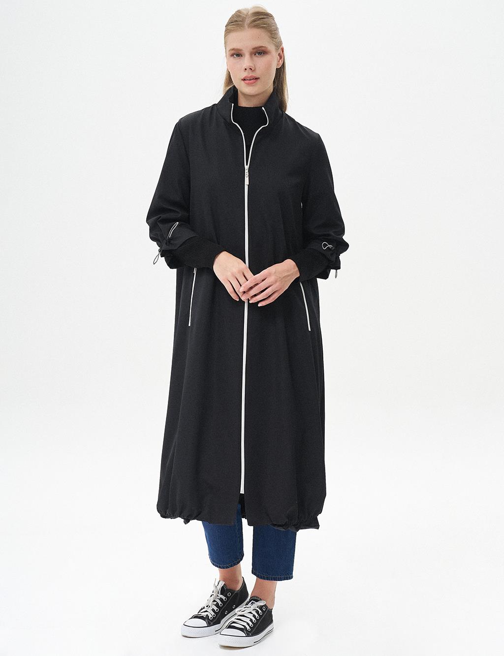 Double Look Zippered Wear Off Dark Black