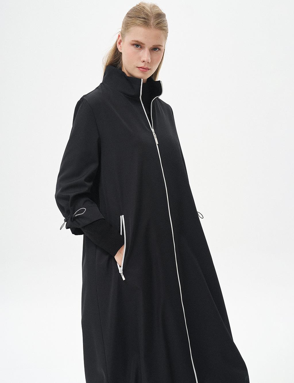 Double Look Zippered Wear Off Dark Black