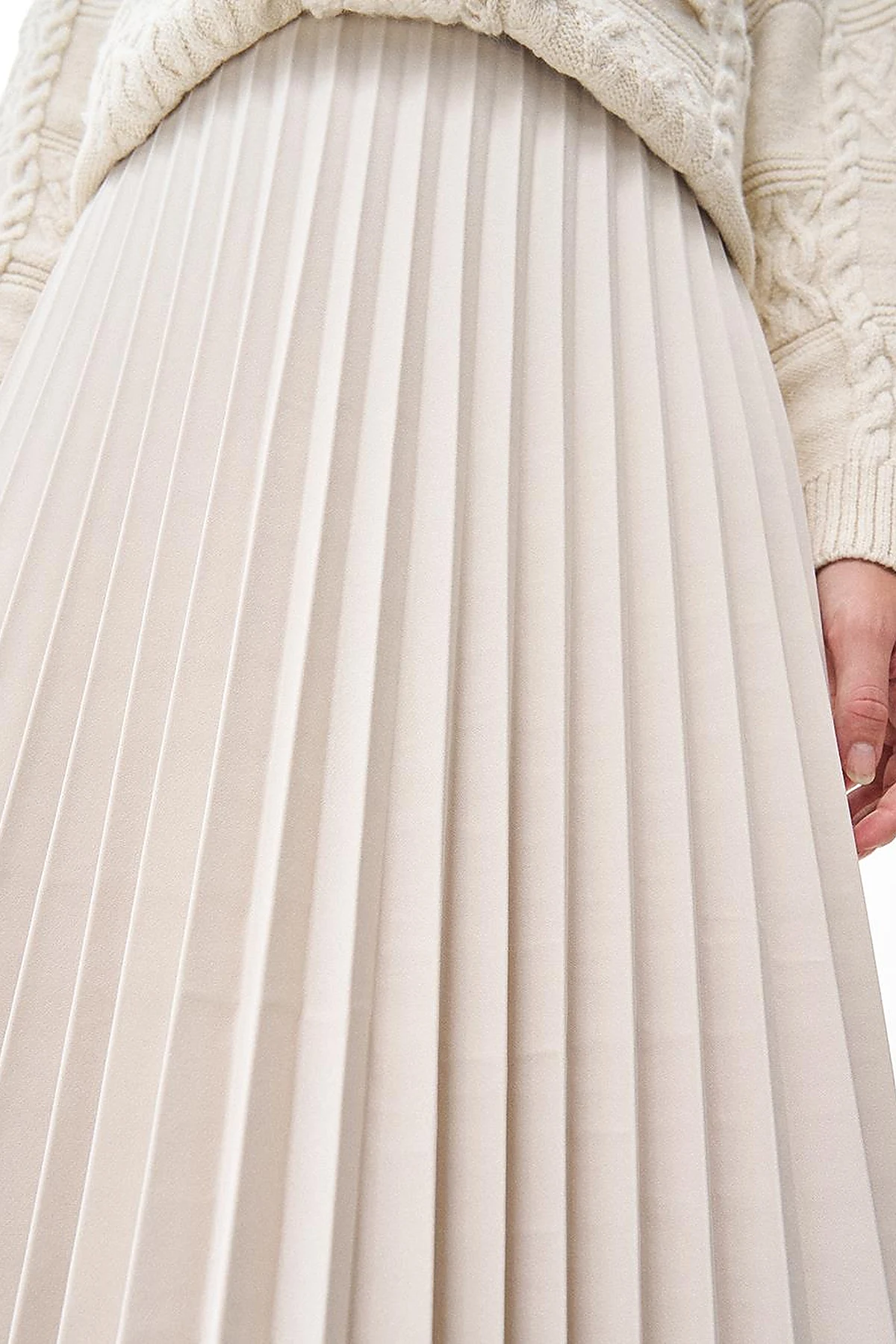 Zipped Pleated Skirt Stone
