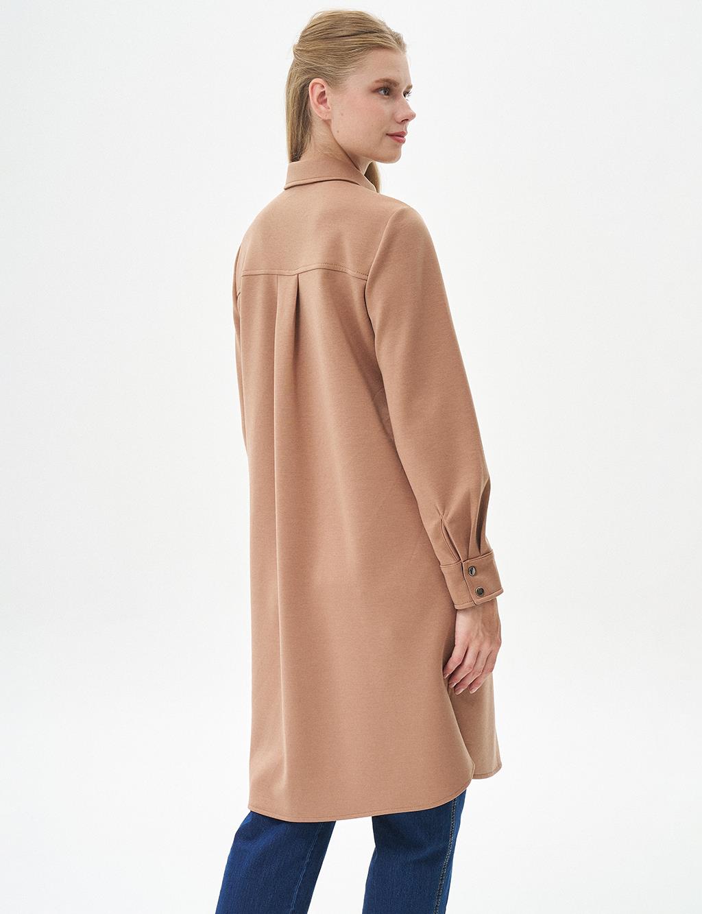 Denim Mixed Scuba Tunic Beige