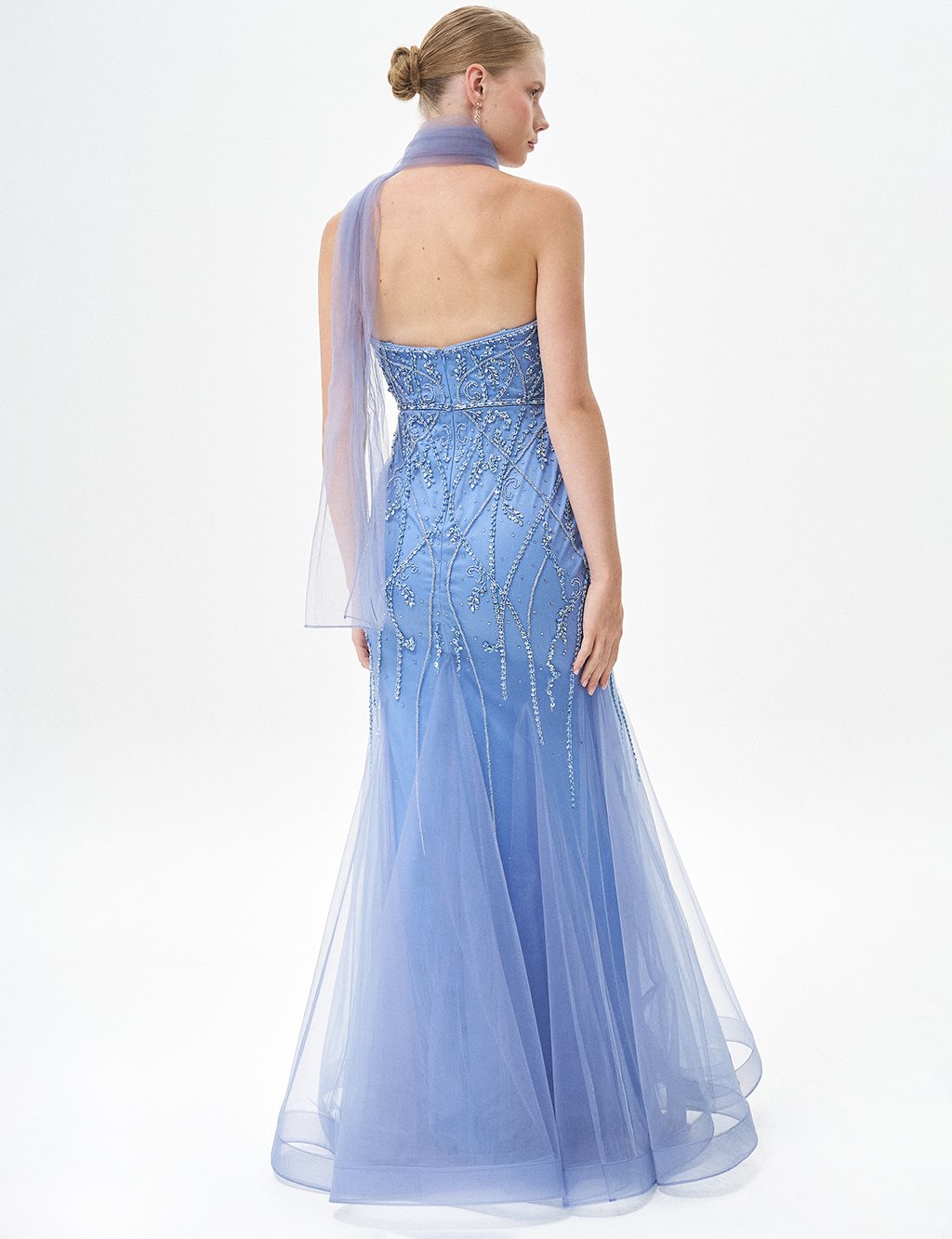 Sweetheart Neckline Evening Dress Blue