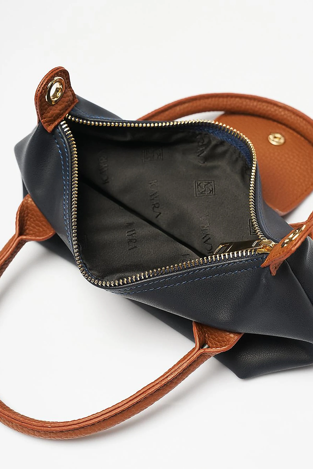 Faux Leather Mini Shopper Bag in Navy Blue