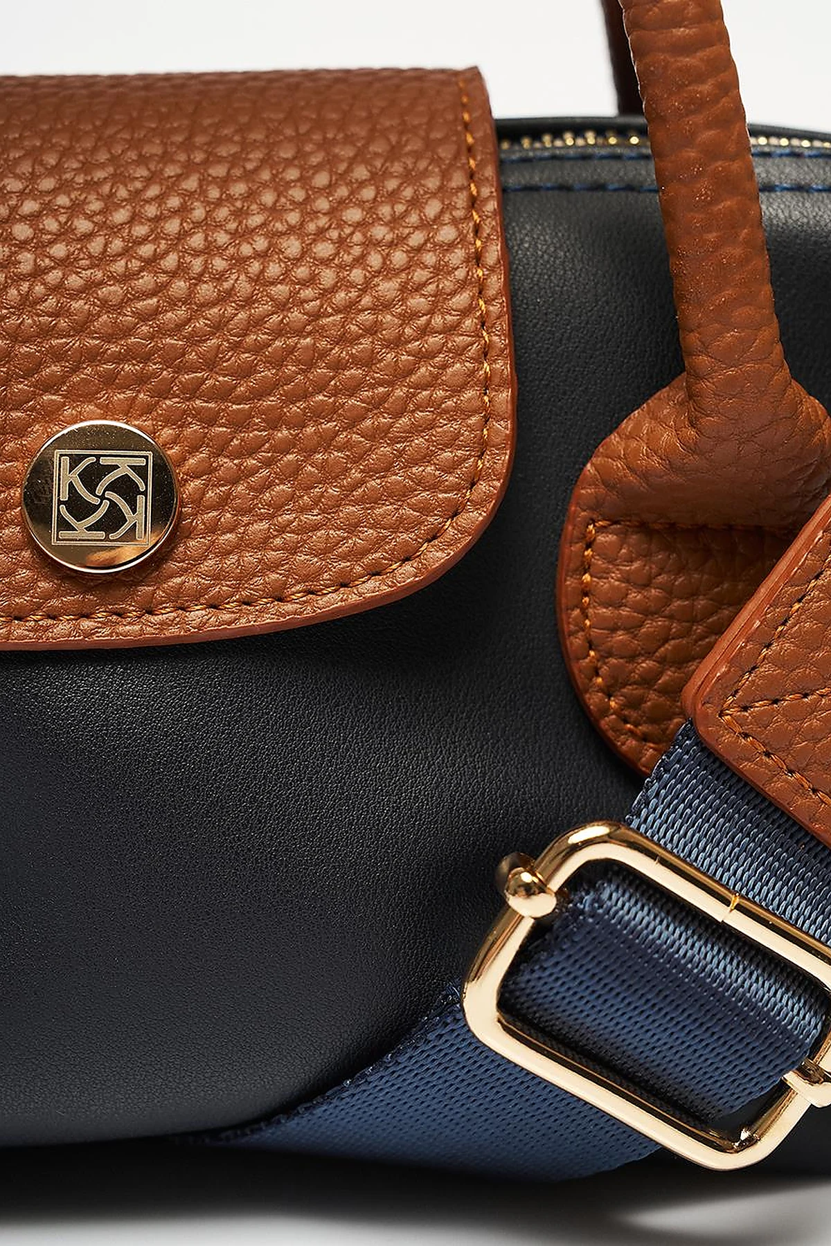 Faux Leather Mini Shopper Bag in Navy Blue