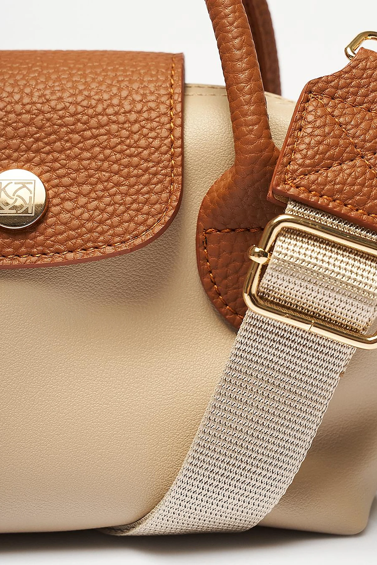 Faux Leather Mini Shopper Bag in Cream