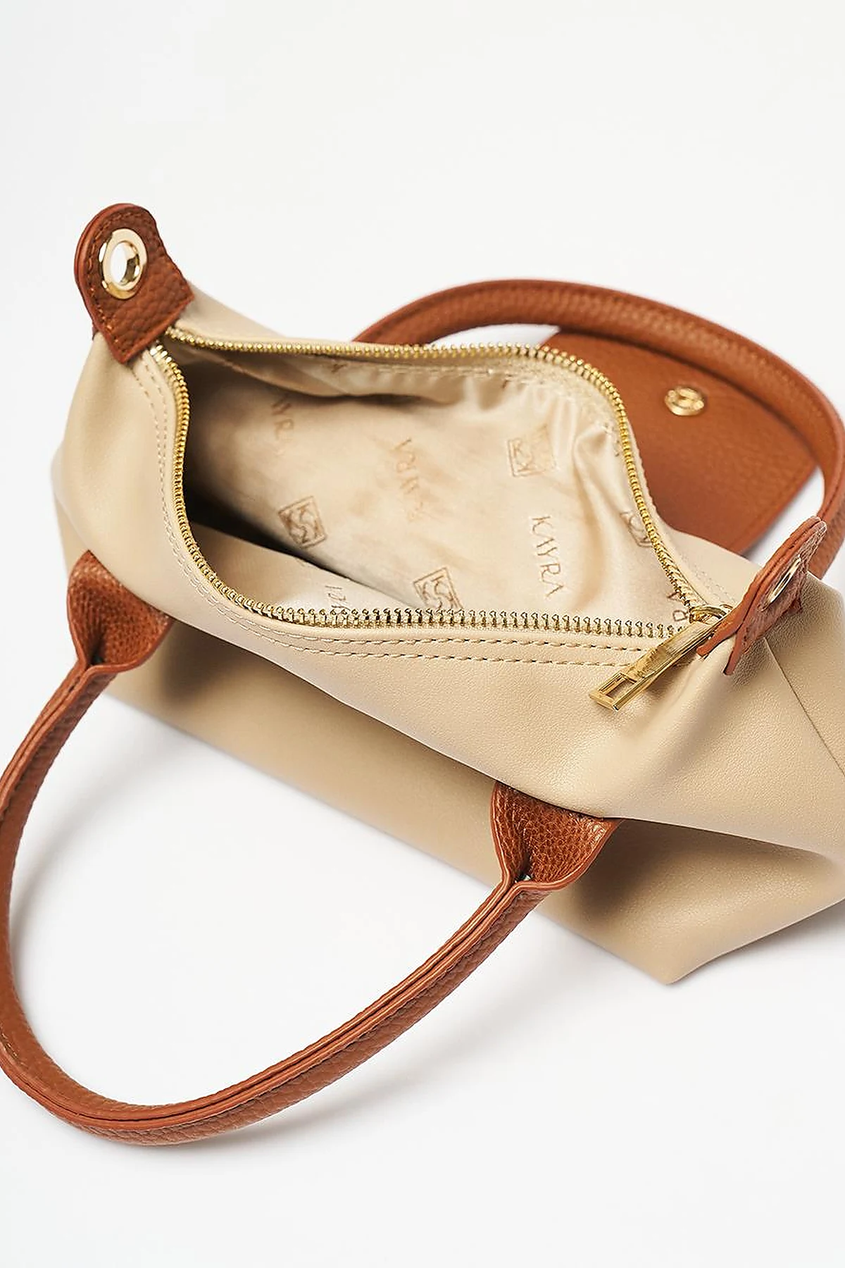 Faux Leather Mini Shopper Bag in Cream