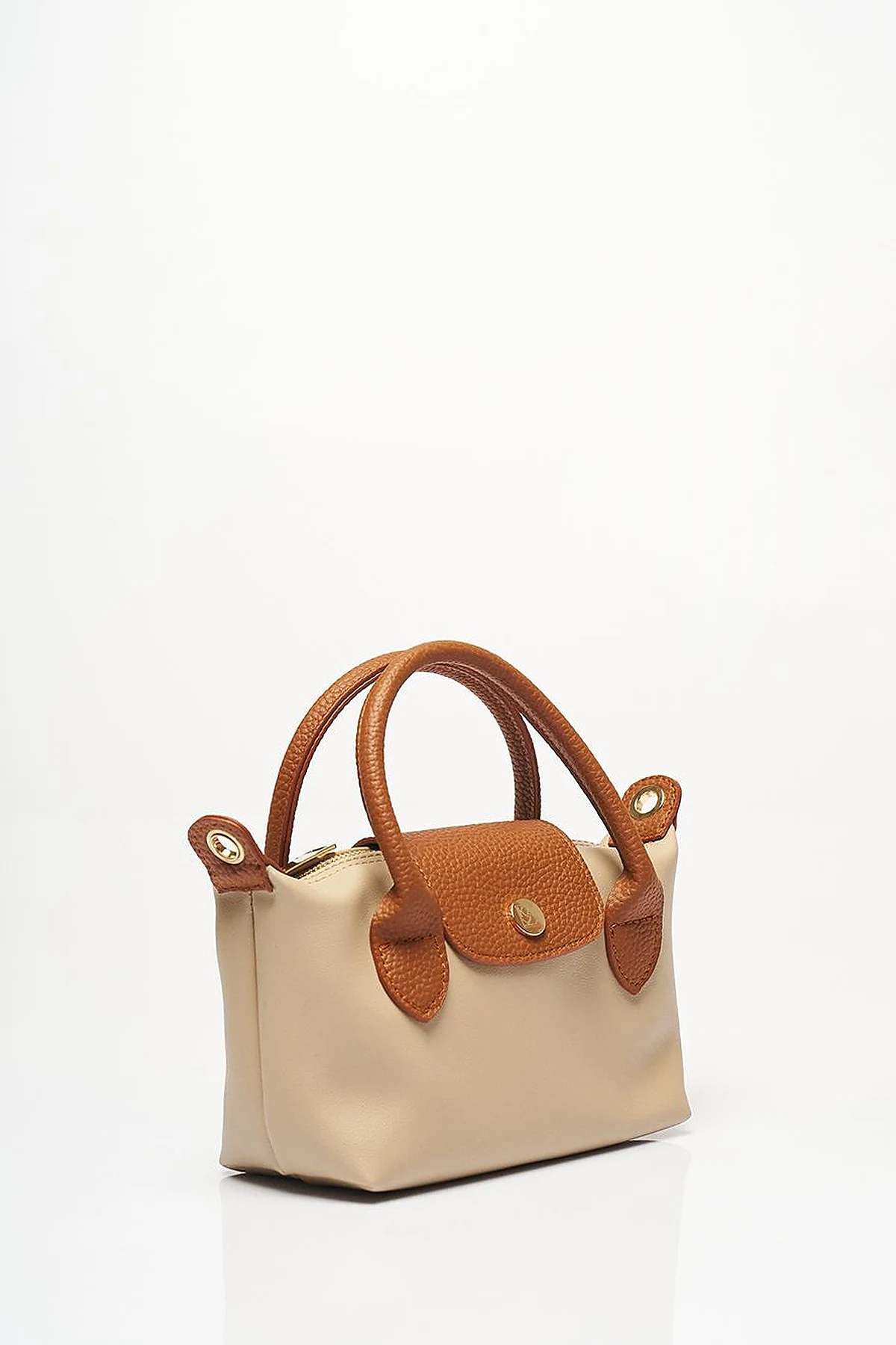Faux Leather Mini Shopper Bag in Cream
