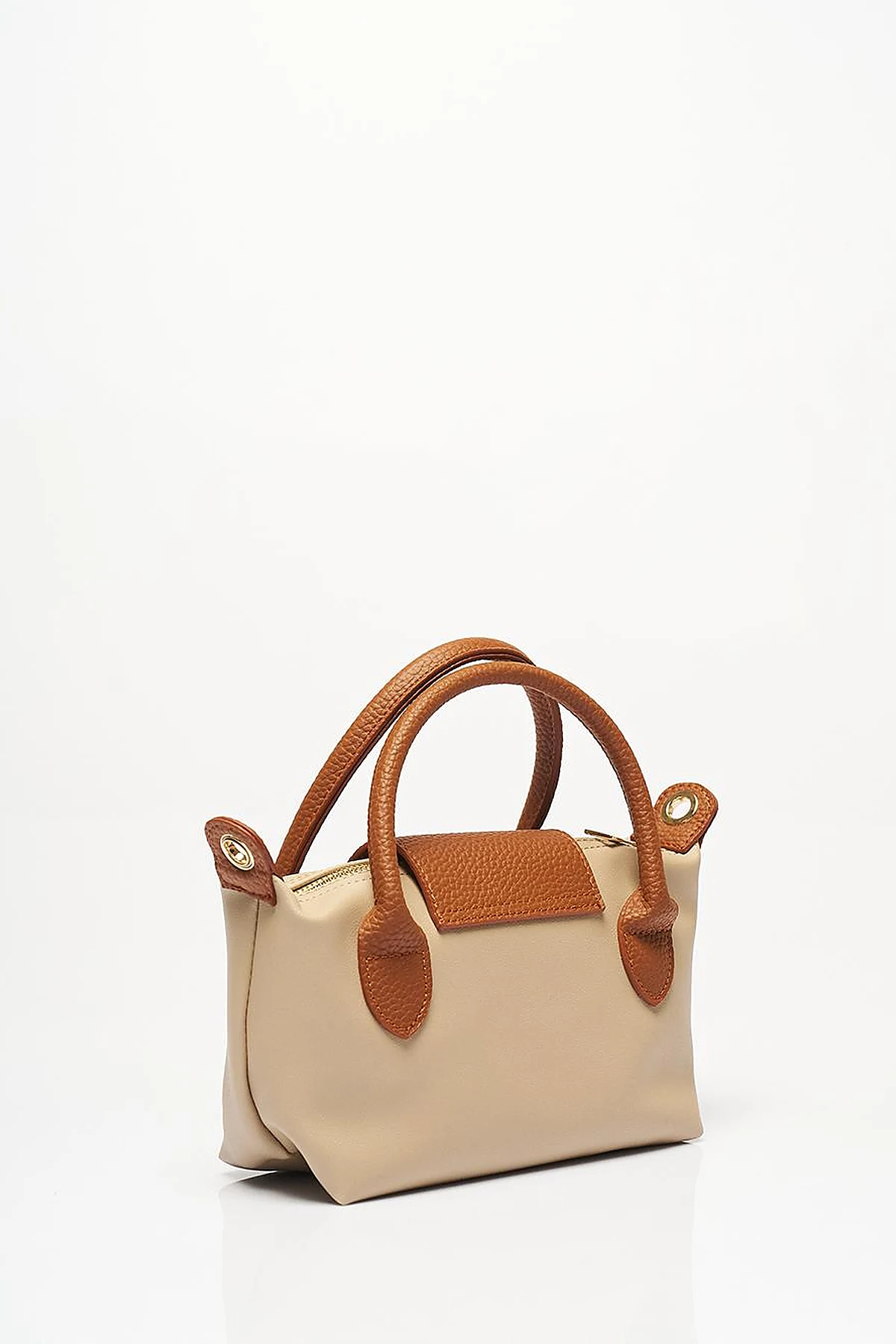 Faux Leather Mini Shopper Bag in Cream