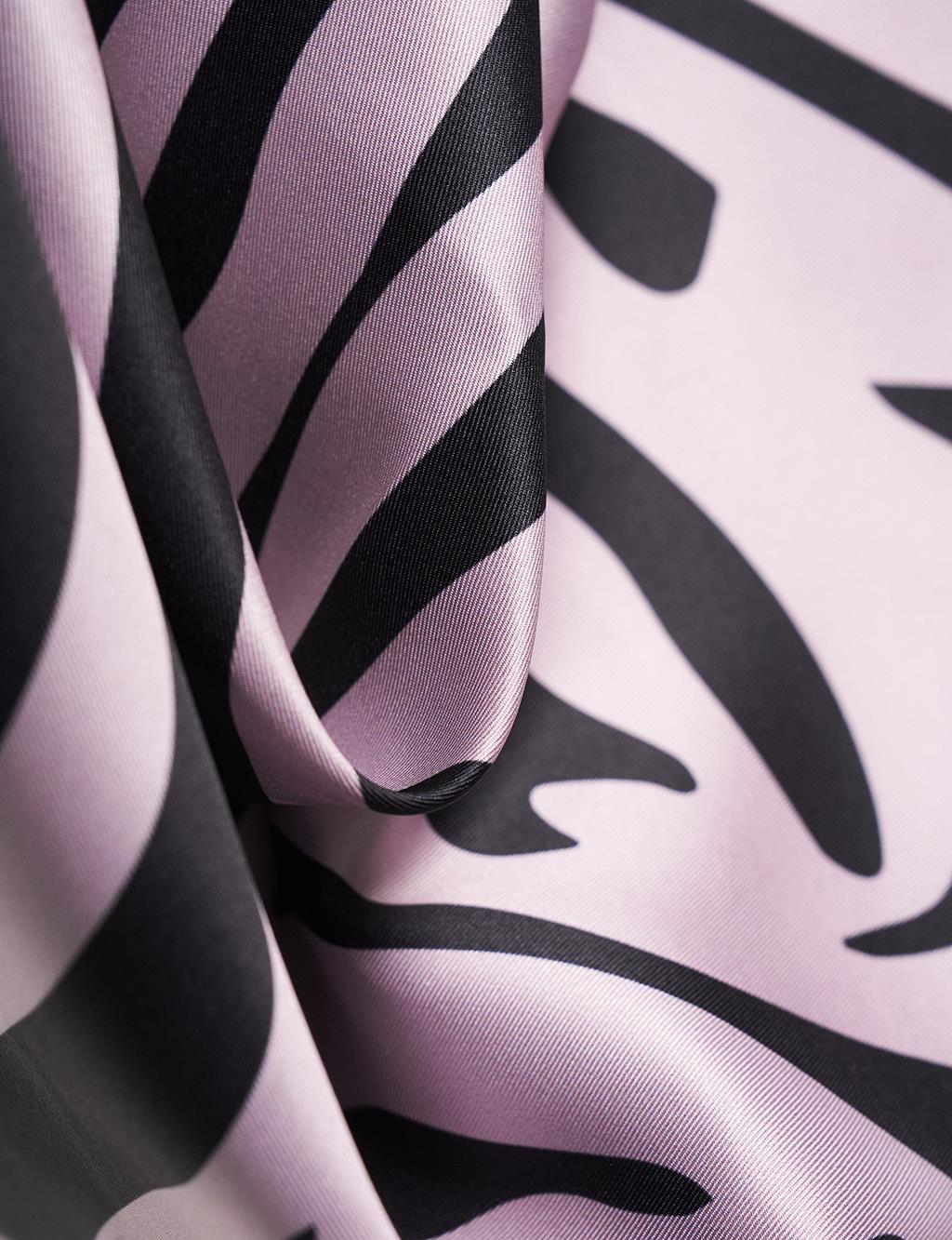 Zebra Desenli Eşarp Vizon-Siyah