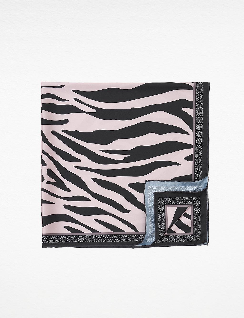 Zebra Desenli Eşarp Vizon-Siyah